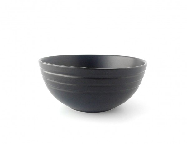 Schale ø 14 cm H 6,5 cm schwarz matt Keramik außen 3 Ringe