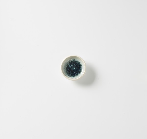 Tellerchen ø ca. 8 cm, Steinzeug innen glasiert, creme aquamarine