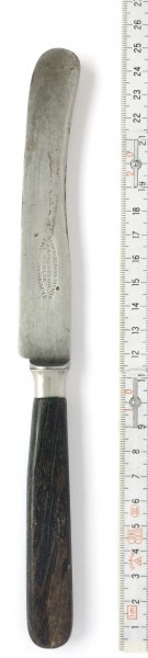 Besteck Messer L 25 cm schwarzer Holzgriff vintage