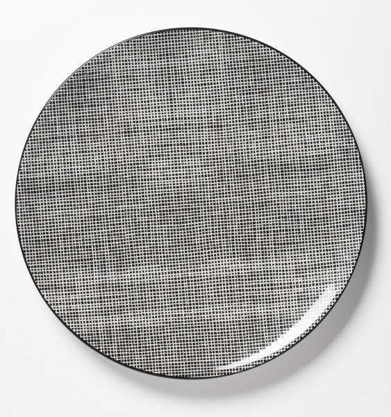 großer Teller Essteller Platte schwarz weiß Karo ø 30 cm