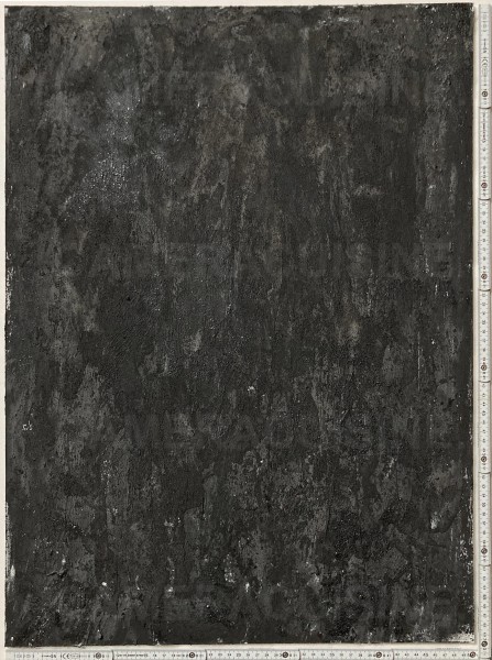 L 70 x B 50 cm Untergrund schwarz gespachtelt, rauhe Oberfläche, teilweise glänzend, used look