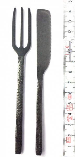 Besteckset Messer + Gabel klein L 14 cm Edelstahl schwarz anthrazit