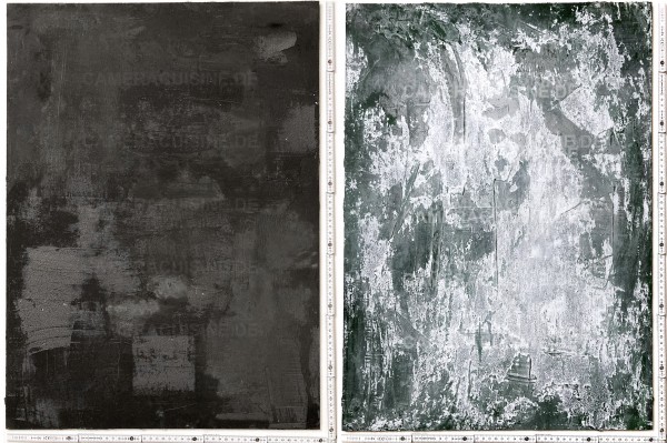 L 70 cm x B 50 cm Untergrund, grün grau, 2. Seite schwarz grau, matt, Holzplatte grob gespachtetl, u