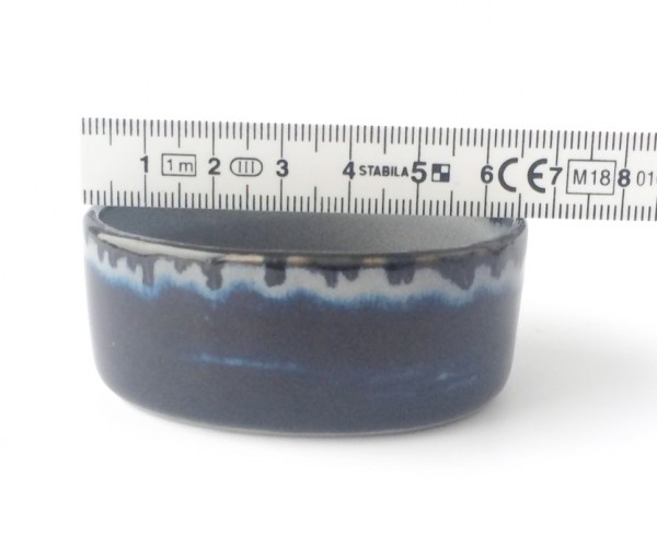 kleine Schale Dipschale ø 6 cm blau hellblaugrau glänzend oval