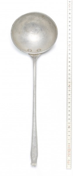 Kelle Schöpfkelle Weißblech silber, vintage, 37 cm