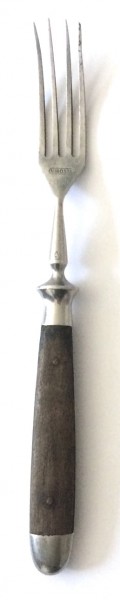 Gabel mit braunem Holzgriff, vintage L ca. 20 cm
