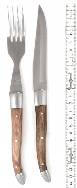Steakmesser und Gabel, Griff: Holz, Steakbesteck