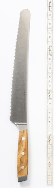 Brotmesser, Griff: Olivenholz, Klingenlänge 26cm