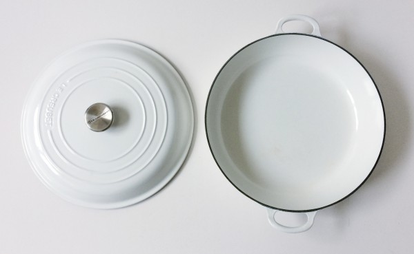 Pfanne ø ca. 30 cm Gourmettopf, mit Deckel, Gusseisen, weiß limited edition