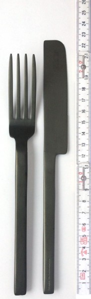 Besteck Messer + Gabel schwarz matt eckig, 2teilig
