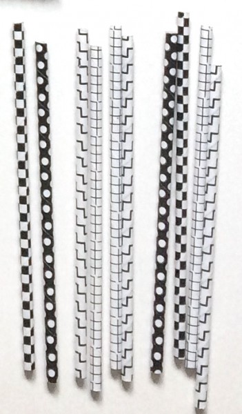 Strohhalme Papier schwarz weiß Muster Set mit 10 Stück