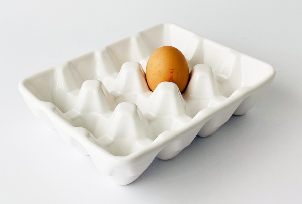 Eierkarton Keramik 12er-Träger weiß ohne Deckel
