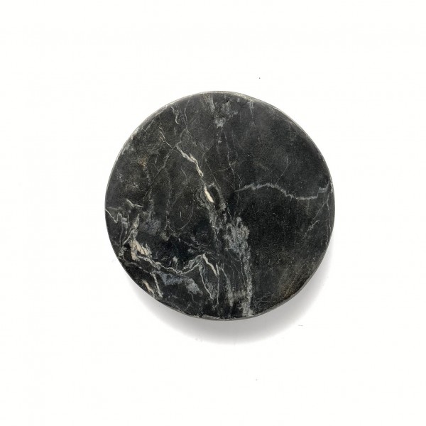 Schneidebrett ø 15 cm H 2 cm Stein Marmor rund schwarz mit weiß durchzogen