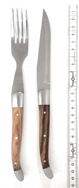 Steakmesser und Gabel, Griff: Holz, Steakbesteck