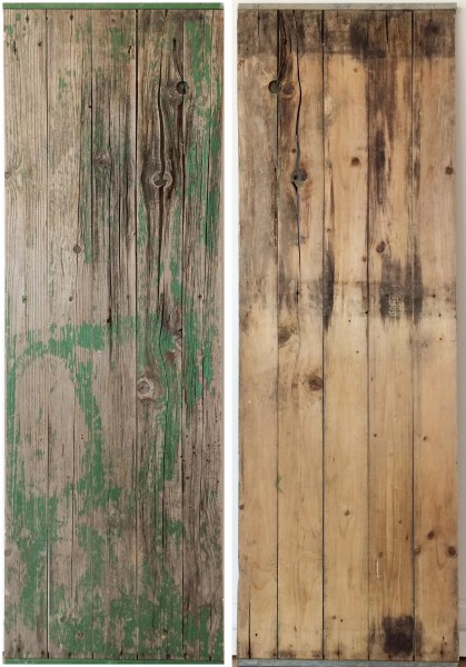 L 150 cm x B 50 cm Untergrund verwittert Holz abgeplatzte grüne Farbe