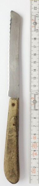 Tomatenmesser L 21,5 cm Griff: Holz, Klingenlänge 11,5 cm 2x genietet vintage