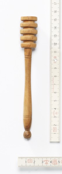 Honiglöffel, Holz, Stiel aus einem Stück mit Kugel und 2x2 Ringen, 15 cm