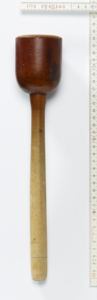 Kochlöffel, Kartoffelstampfer, Holz, alt, 33 cm
