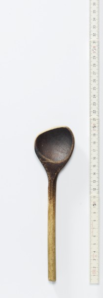 Kochlöffel, Holzlöffel, Holz, alt, halber Löffel fehlt, 20 cm