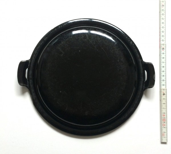 Topfdeckel Deckel mit zwei Griffen schwarz used vintage Rostspuren ø 26,5 cm