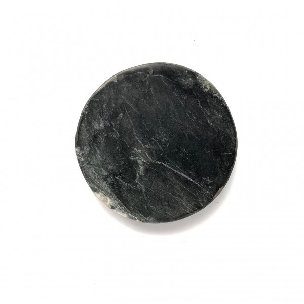Schneidebrett ø 15 cm H 2 cm Stein Marmor rund schwarz mit weiß durchzogen