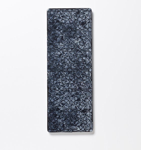 Platte rechteckig Sushiplatte blau mit Ornamenten L 29,5 x B 11 cm